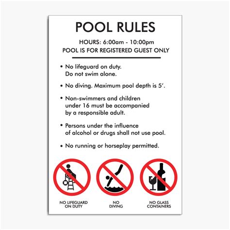 Pool Rules Sign Rising Signs