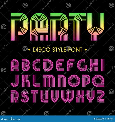 Disco Party Style Font Stock Vector Image 59202246