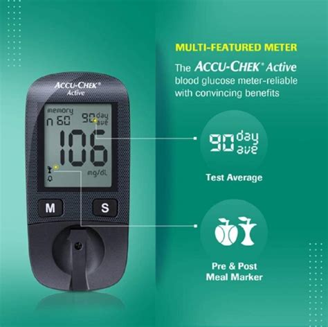 Accu Chek Active Blood Glucose Meter Kit Vial Of 10 Strips Free