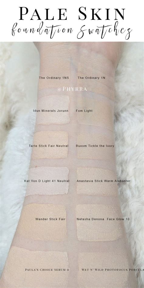 The Ordinary Serum Foundation Pale Foundation Swatches And Comparison