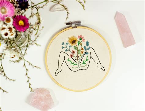Vagina Yoni Embroidery Hoop Art Mature Wall Art Fertility Etsy