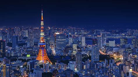 Download 2560x1440 Japan Tokyo Night Cityscape Buildings Wallpapers