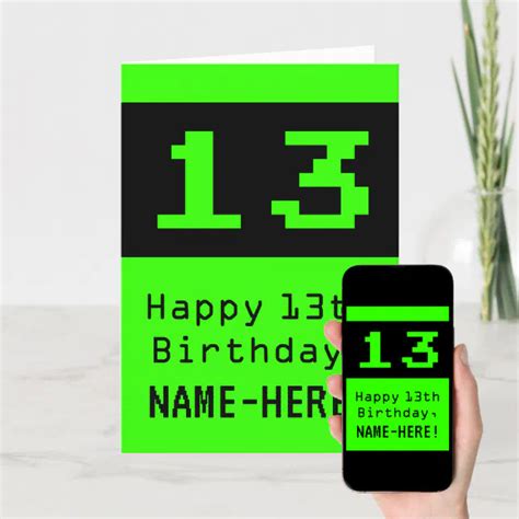 13th Birthday Nerdy Geeky Style 13 And Name Card Zazzle