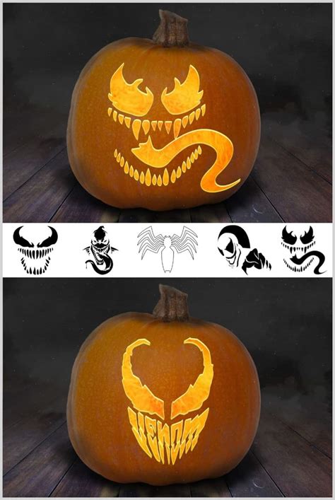 Venom Pumpkin Carving Stencils 10 Printable Templates