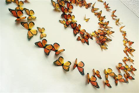 3d Wall Art Realistic Monarch Butterflies Set Of 100