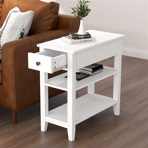 Amazon Com Choochoo Side Table Living Room Narrow End Table With Drawer And Shelf Tier Sofa