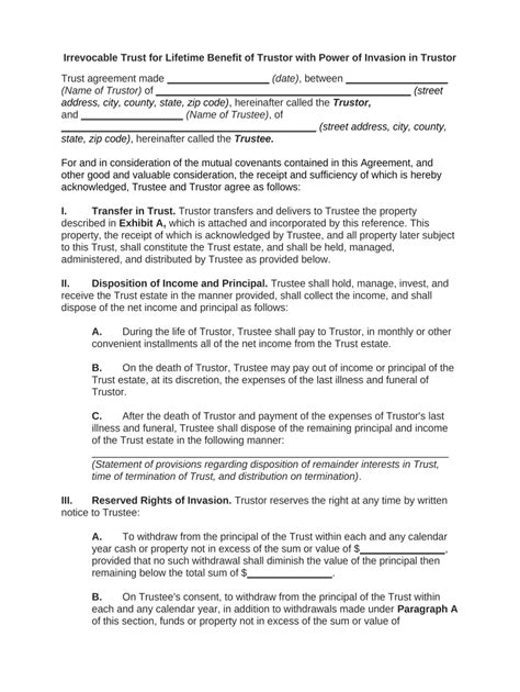 Irrevocable Trust Sample Form Fill Out And Sign Printable Pdf