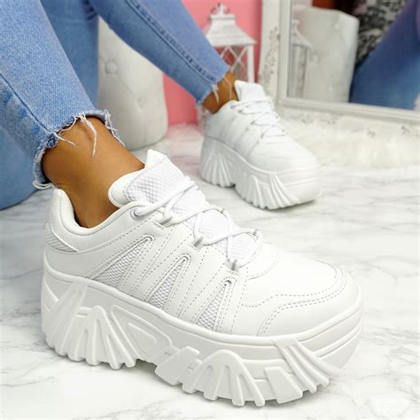 Womens Ladies Lace Up Chunky Platform Trainers Women Sneakers Party