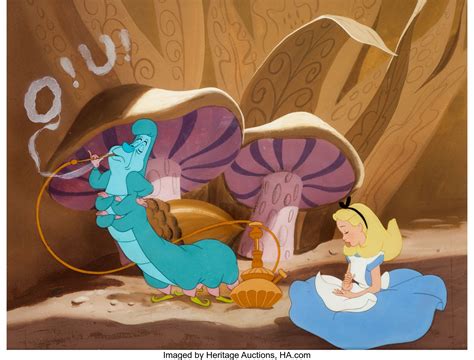 Alice In Wonderland Alice And The Caterpillar Production Cels Set Up