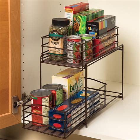 Kitchen cabinet & pantry organizers (5) results. Seville Classics 2 Tier Sliding Basket Cabinet Organizer ...