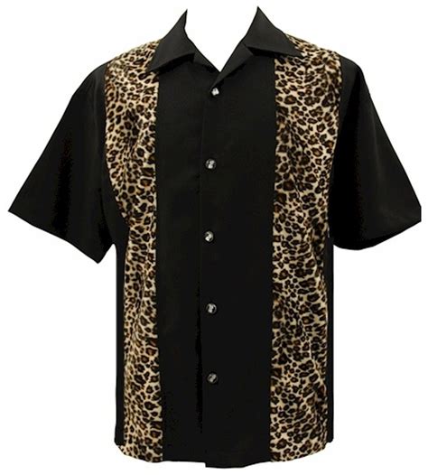 Leopard Print w/ Dice Buttons -- Mens Black, Leopard Print Panel, Dice
