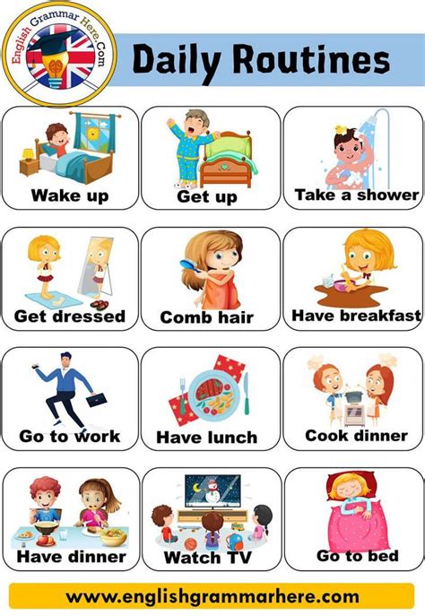 Daily Routines Vocabulary Worksheets Learning English For Kids