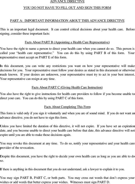 Free Oregon Advance Directive Form Pdf 16kb 7 Pages