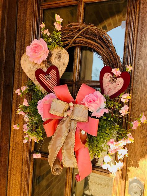 Valentine Wreath Heart Wreath Front Door Decor Rustic