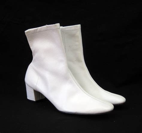 60s Boots Vintage Mod White Groovy Gogo Ankle Boots 9 Etsy
