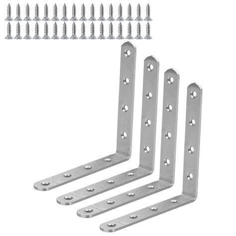 Uxcell 150x150mm Stainless Steel L Shaped Angle Brackets With Screws