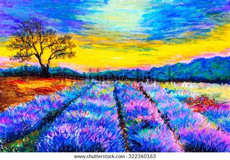 Pintura Pastel Campo Lavender En Provence Francia