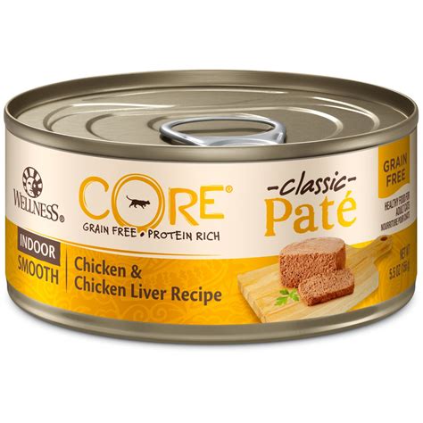Made with chicken pate and smooth loaf, it contains all the protein needs of your cat, with low carbs. Wellness CORE Natural Grain Free Wet Chicken & Chicken ...