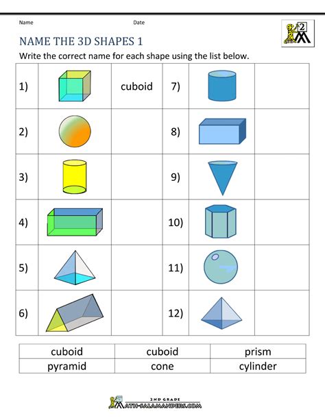 Free interactive exercises to practice online or download as pdf to print. 3d Shapes Worksheets 2nd Grade