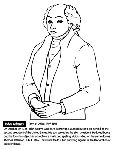 Print and color airplanes, animals, birds and beach pictures. U.S. President John Adams Coloring Page | crayola.com