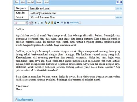 Contoh Email Tidak Rasmi Bahasa Melayu