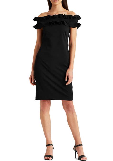 lauren ralph lauren crepe off the shoulder cocktail dress belk