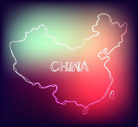 Beautiful Hand Drawn Outline Map Of China Vector Illustration Stock
