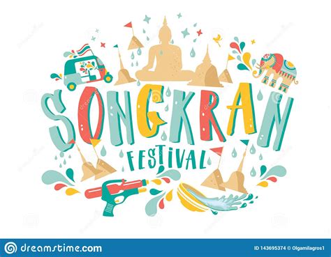 Amazing Thailand Songkran Festival Design On White Background Vector