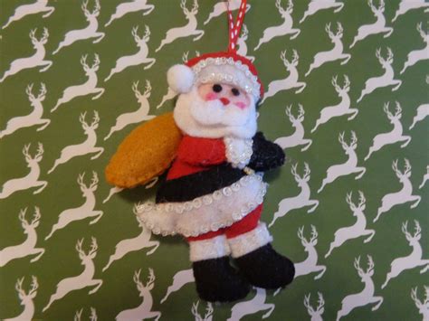 Santa Claus With Sack Felt Christmas Ornament By Pepperland Etsy