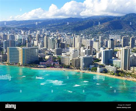 Aerial View Of Waikiki Beach Honolulu Hawaiiusa Stock Photo Alamy