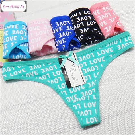 Free Shipping 5pcslot Sexy Letters Printed Cotton Thong Trade Womens