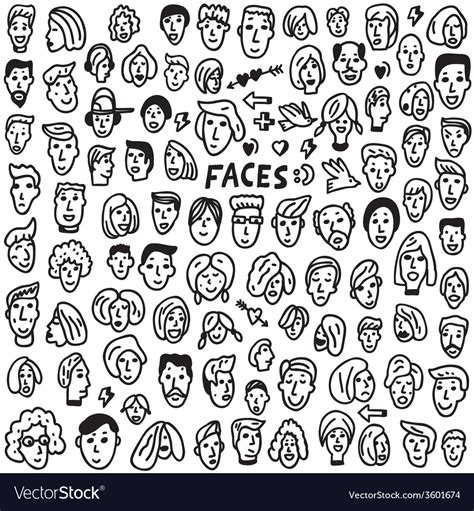 Faces Doodles Set Royalty Free Vector Image Vectorstock