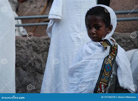 Lalibela Wollo Ethiopia Circa February 2007 Boy Attending Religious