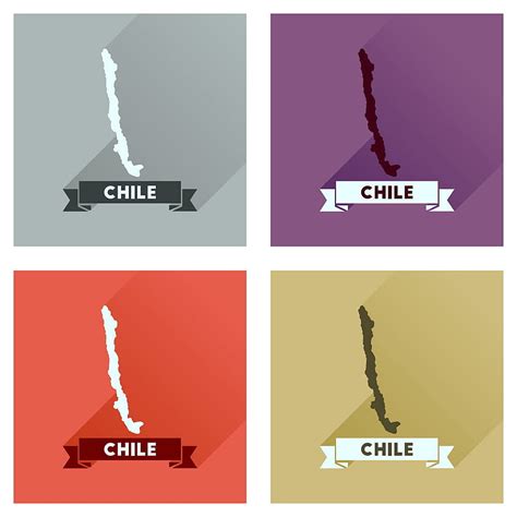 Concept Flat Icons With Long Shadow Chile Map Vector Ai Eps Uidownload