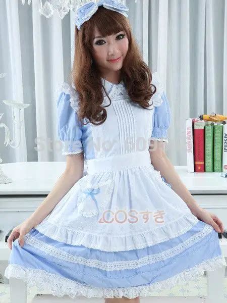 Maid Dress Alice In The Wonderland Costume Blue Cosplay Maid Lolita