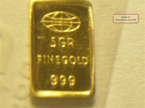 5 Grain 24k 999 Pure Fine Gold Bullions Bar Goldbarren Very Rare