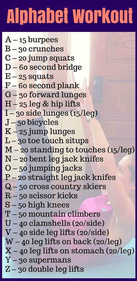 These alphabet exercises are not only fun, but will help your child learn their . The ultimate alphabet workout with exercises for every ...