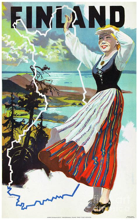 Finland Vintage Travel Poster Restored Drawing By Vintage Treasure Pixels