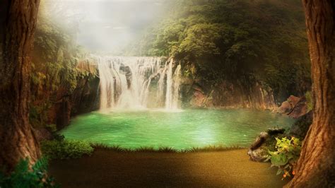 Waterfall Wallpaper 4k Forest Mystery Lake Scenic Surreal Foggy