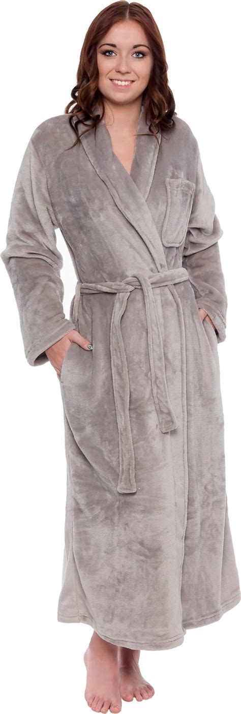 Buy Silver Lilly Womens Robe Plush Fleece Bathrobe Full Length Robe