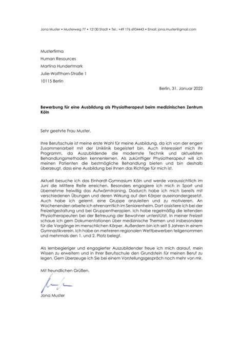 Bewerbung als Physiotherapeut / Physiotherapeutin » Muster & Tipps