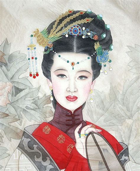 Chinese Painting Silk Girl Old Chinese Painting Chinese Art Linocut Art
