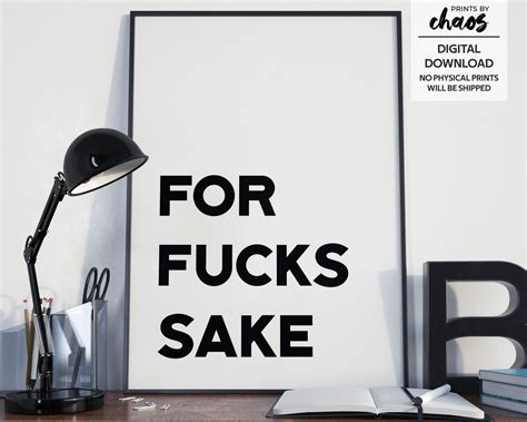 for fucks sake printable poster cheeky print office art typography print swear word funny wall