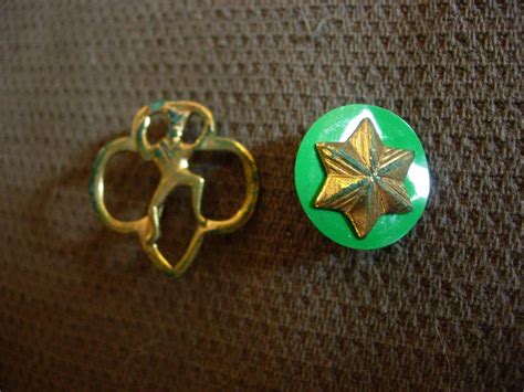 2 Vintage Brownie Girl Scout Pins Early 1970s