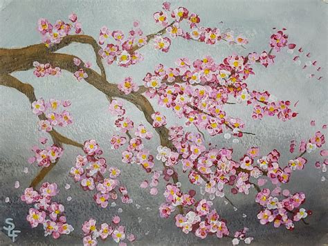 Cherry Blossom Painting Original Cherry Blossom Wall Art Etsy