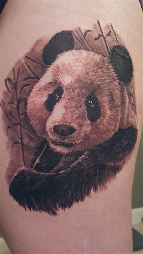 Realistic Panda Done By Larry At B Z Ink Tattoo In Troy Mi Panda Tattoos Tattoo Bedeutungen