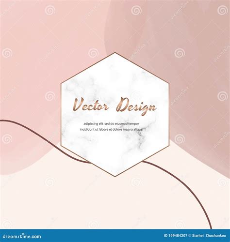 Square Banner With Nude Abstract Freehand Brush Stroke Watercolor Shapes And Marble Frame Stock