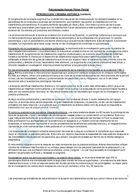 Resumen De La Materia 1er Parcial Clinica Psicologica Y