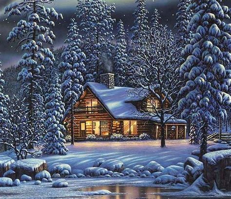 48 Winter Cabin Scenes Wallpaper Wallpapersafari