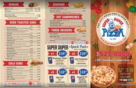 Super Duper Pizza 613 523 0000 1018 Pleasant Park Rd Ottawa